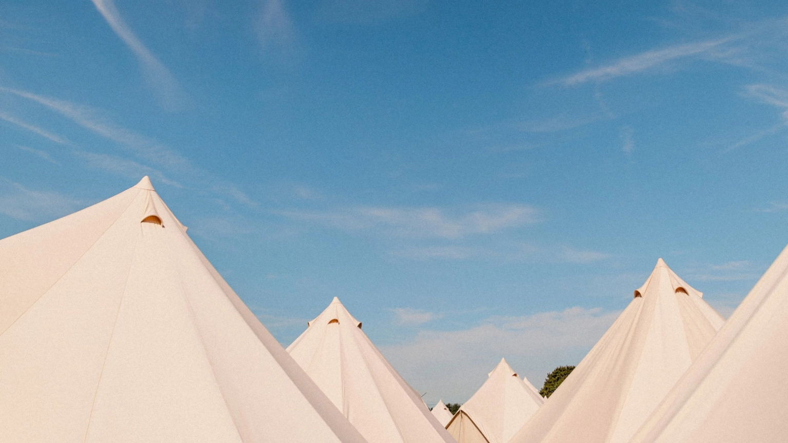 A photograph of the tops of tents at Lost Village.