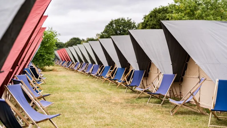 A photograph of a row of premium accommodation options at Lost Village.