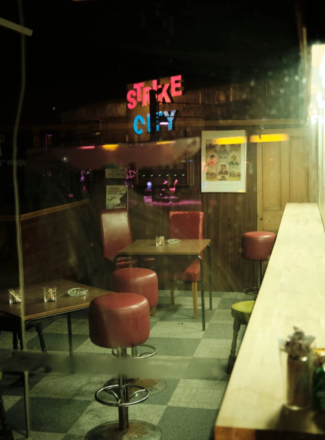 A photograph of an empty set of Strike City at Lost Village.