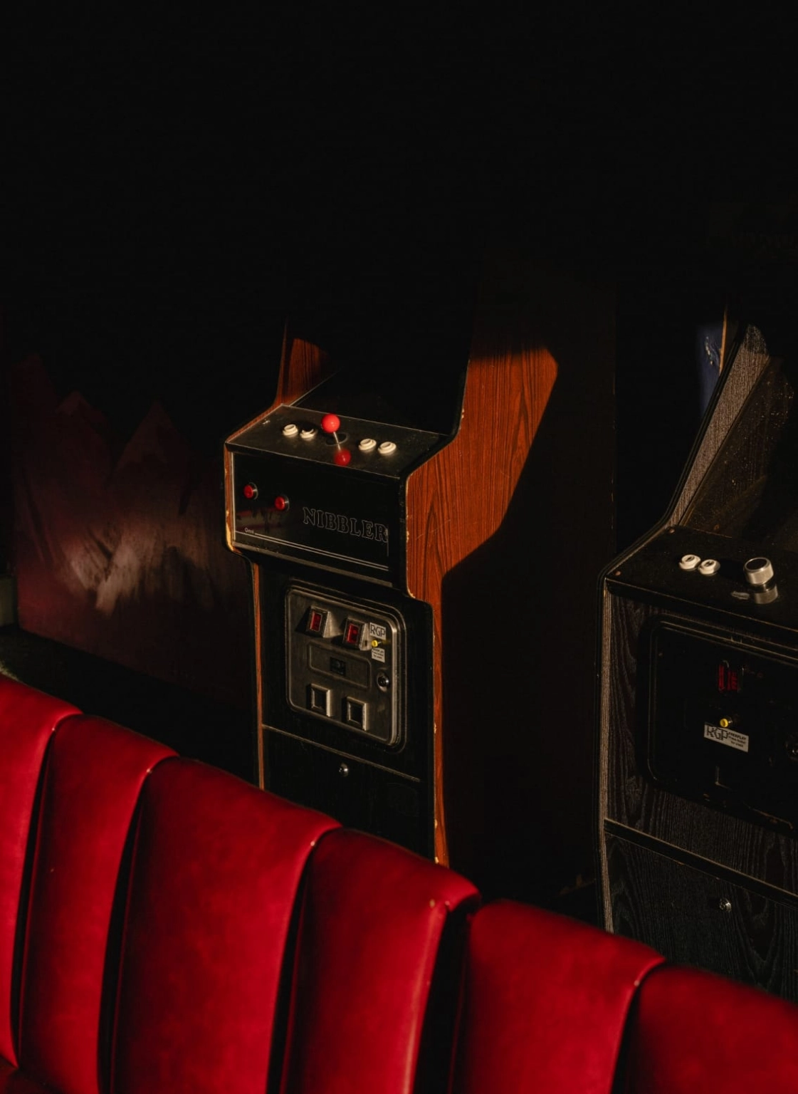 A photograph of a retro arcade game machine.