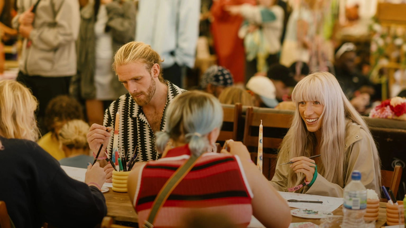 A photograph of creative workshops in progress at Lost Village.