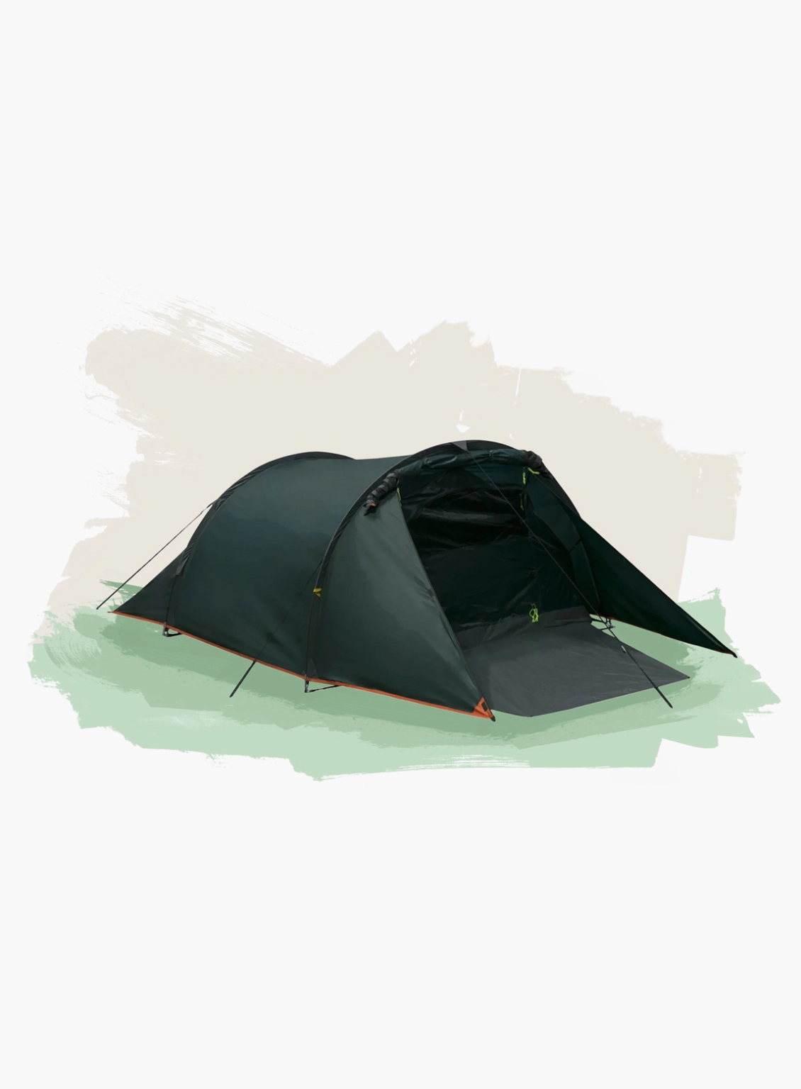 An illustration of a pre-pitched tent for 1 at Lost Village, providing easy camping at the festival.
